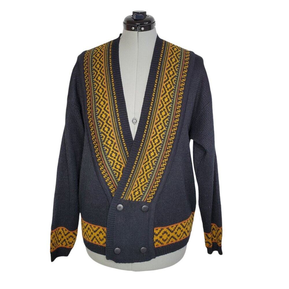 Code Zero Intensity double breasted acrylic cardigan, size 8, Retro, Grandpacore